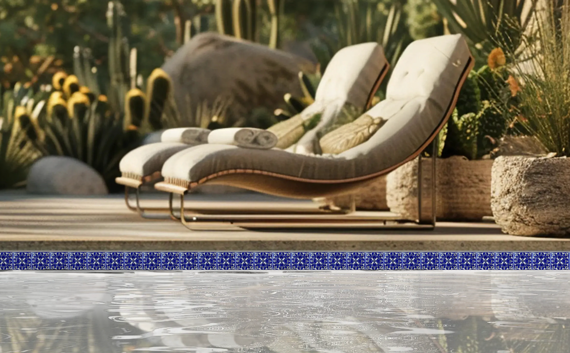 Blue and White Pool Tile